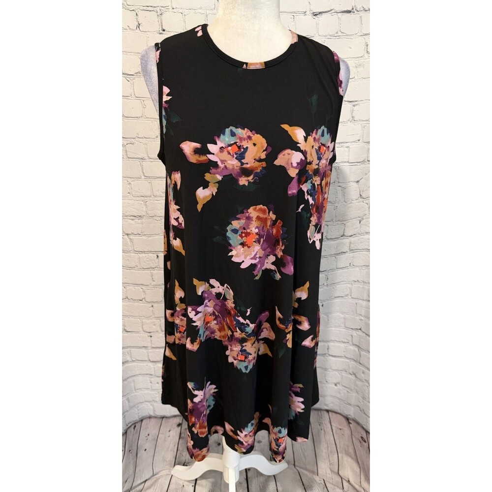 Nicole Miller New York FLORAL PRINT SLEEVELESS KNIT DRESS Stretch Size Medium